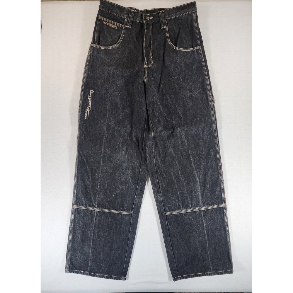 Ruff-N-Tuff Y2k Carpenter Jeans Mens 30 Baggy Faded Black Skater Hip Hop Grunge
